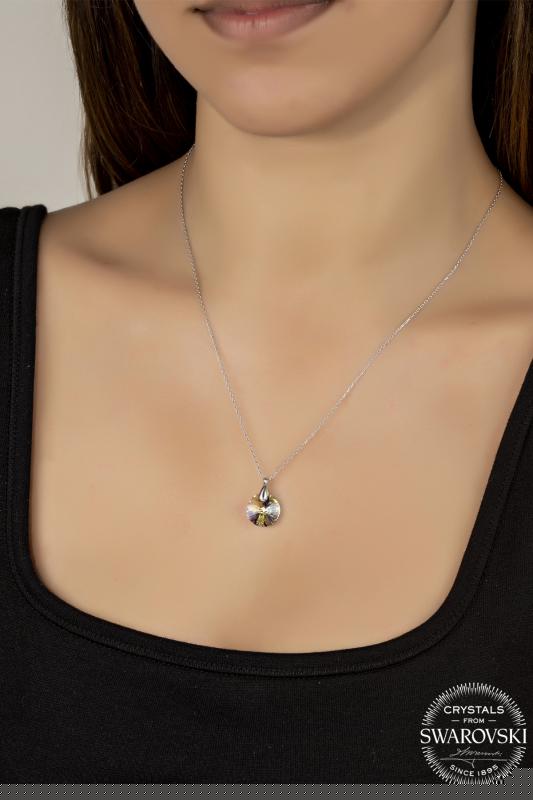 Union%20Swarovski%20Crystal%20Kadın%2012%20mm%20Yuvarlak%20Gümüş%20Kolye