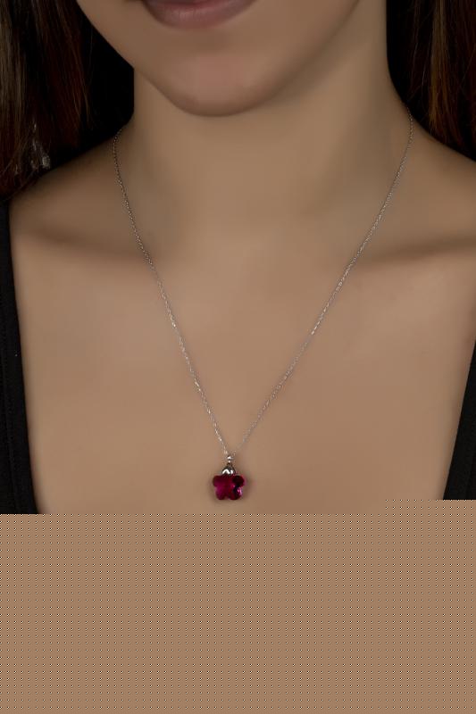 Union%20Swarovski%20Crystal%20Kadın%20Fushia%20Papatya%20Gümüş%20Kolye