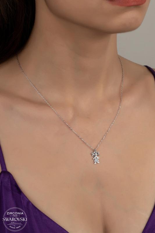 Union%20Swarovski%20Zirconia%20Kadın%20Kız%20Çocuğu%20Gümüş%20Kolye