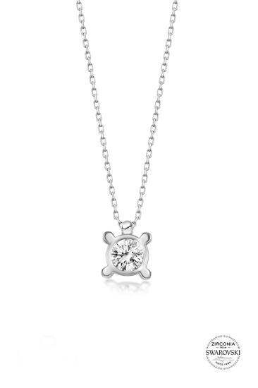 Union Swarovski Taşlı Zirconia Kadın Tektaş Gümüş Kolye