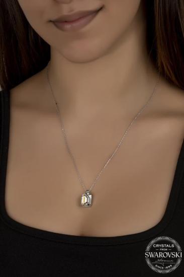 Union Swarovski Crystal Kadın Octagon Gümüş Kolye