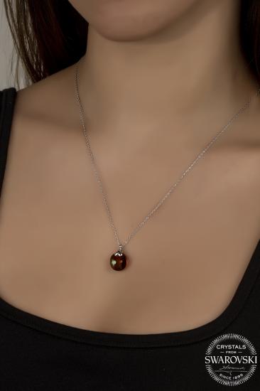 Union Swarovski Crystal Kadın Brown Gümüş Kolye