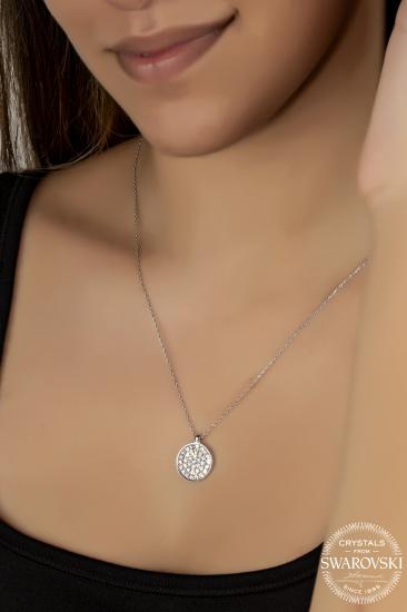 Union Swarovski Crystal Kadın Yuvarlak Gümüş Kolye