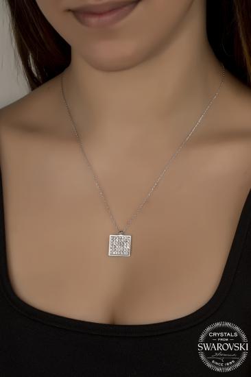 Union Swarovski Crystal Kadın Kare Gümüş Kolye