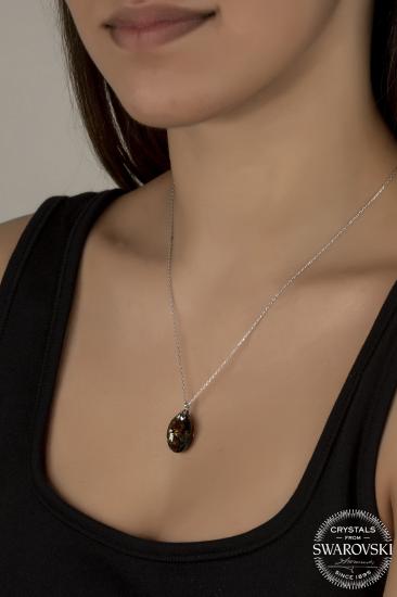 Union Swarovski Crystal Kadın Green Oval Gümüş Kolye