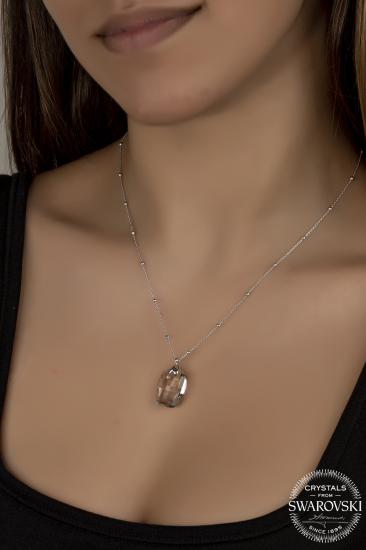 Union Swarovski Crystal Kadın Oval Kesim Gümüş Kolye