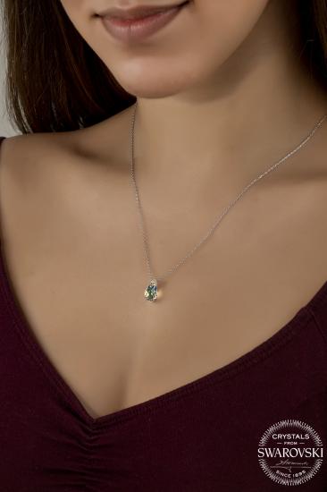 Union Swarovski Crystal Kadın Parlak Drop Gümüş Kolye