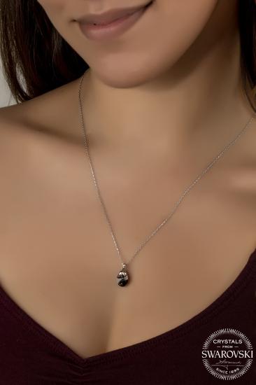 Union Swarovski Crystal Kadın Chorme Oval Gümüş Kolye