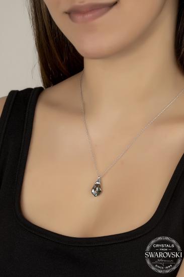 Union Swarovski Crystal Kadın Green Çam Gümüş Kolye