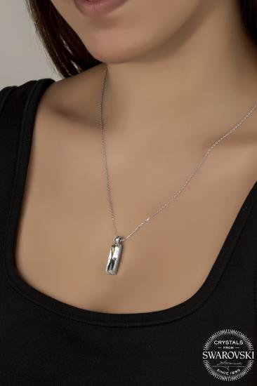 Union Swarovski Crystal Kadın Beyaz Baget Gümüş Kolye