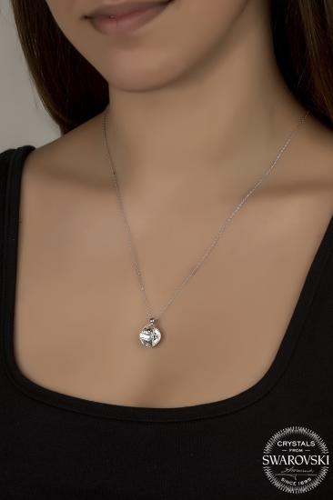 Union Swarovski Crystal Kadın Cushion Gümüş Kolye
