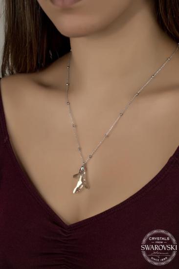 Union Swarovski Crystal Kadın Silver Shade Mercan Gümüş Kolye