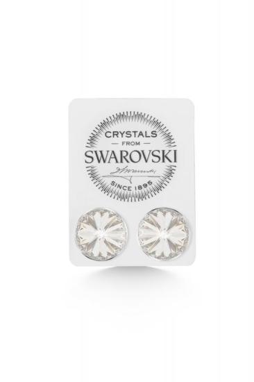 Union Swarovski Crystal Kadın Silver Shade Taşlı 12mm Çivili Gümüş Küpe