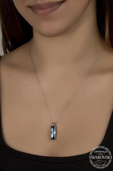 Union Swarovski Crystal Kadın Lacivert Baget Gümüş Kolye