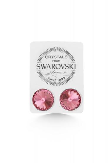 Union Crystal Kadın Rose Taşlı 12mm Çivili Gümüş Küpe