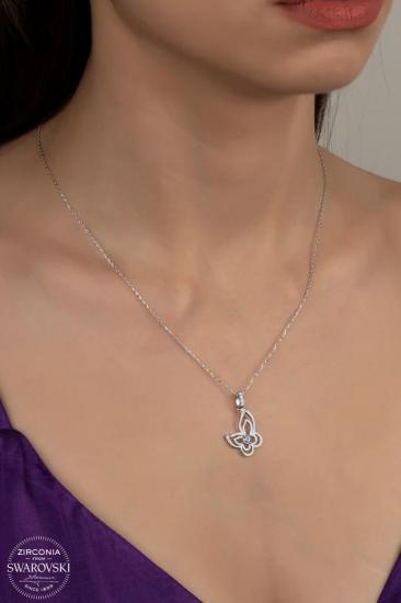 Union Zirconia Kadın Kelebek Gümüş Kolye