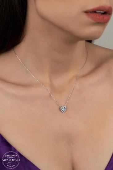 Union Zirconia Kadın Kalp Pırlanta Doğum Günü Gümüş Kolye