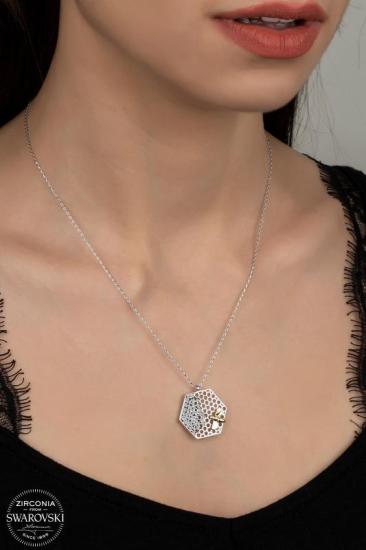 Union Swarovski Zirconia Kadın Arı Kovanı Gümüş Kolye