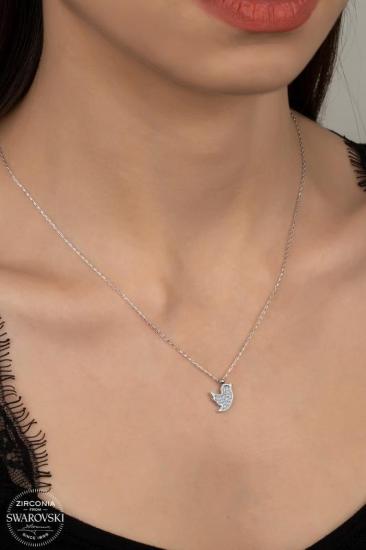 Union Swarovski Zirconia Kadın Kuş Gümüş Kolye