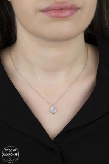 Union Swarovski Zirconia Kadın Damla Montür Gümüş Kolye
