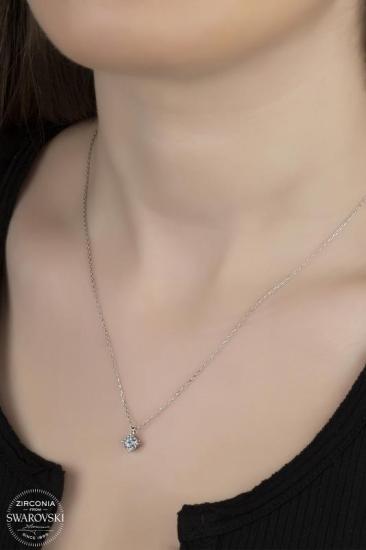 Union Swarovski Zirconia Kadın Tektaş Gümüş Kolye