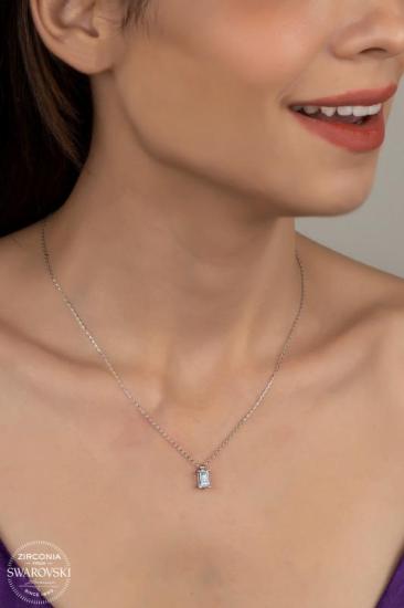 Union Swarovski Zirconia Kadın Octagon Montür Gümüş Kolye