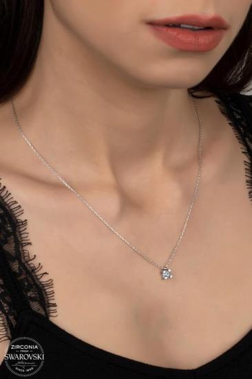 Union Swarovski Zirconia Kadın Pırlanta Montür Gümüş Kolye