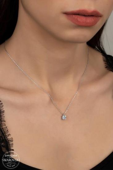 Union Swarovski Zirconia Kadın Pırlanta Montür Gümüş Kolye