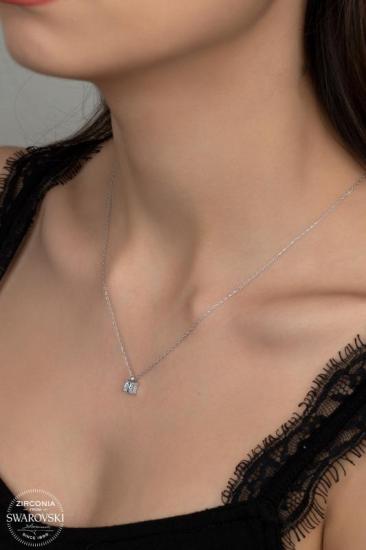 Union Swarovski Zirconia Kadın Pırlanta Montür Gümüş Kolye