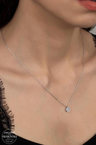 Union Swarovski Zirconia Kadın Pırlanta Montür Gümüş Kolye