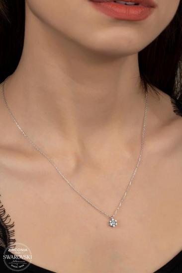 Union Swarovski Zirconia Kadın Pırlanta Montür Gümüş Kolye