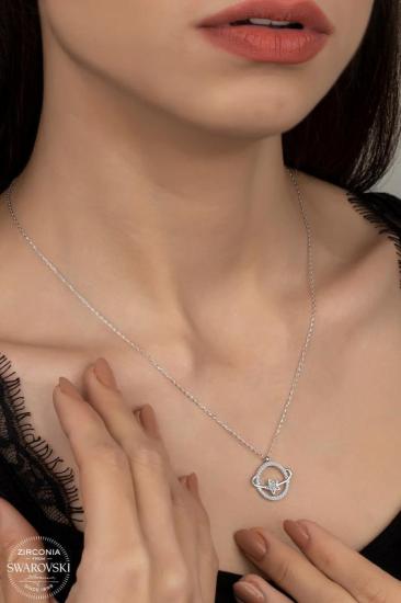 Union Swarovski Zirconia Kadın Gezegen Gümüş Kolye