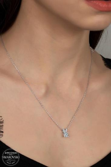 Union Swarovski Zirconia Kadın Pırlanta Montür Gümüş Kolye