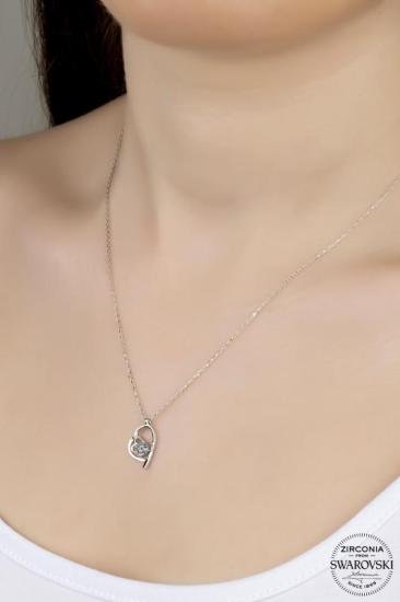 Union Swarovski Zirconia Kadın Kalpgözü Tektaş Gümüş Kolye