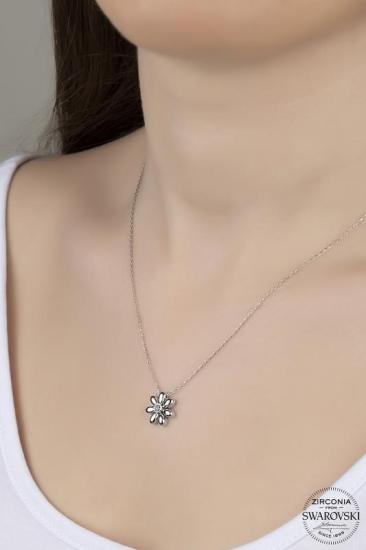 Union Swarovski Zirconia Kadın Papatya Gümüş Kolye