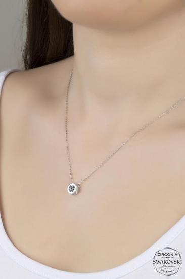 Union Swarovski Zirconia Kadın Büyük Pırlanta Montür Gümüş Kolye