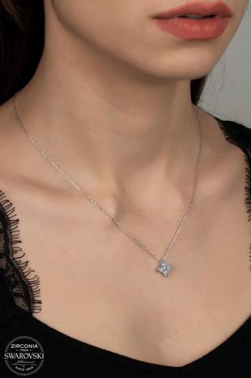 Union Swarovski Zirconia Kadın Şans Yoncası Gümüş Kolye