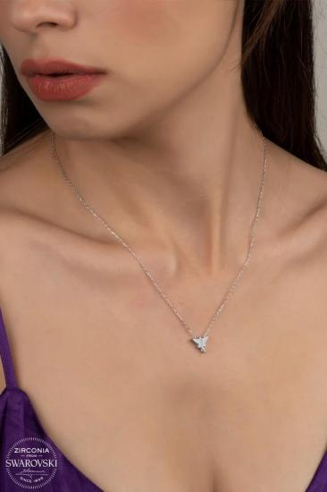 Union Swarovski Zirconia Kadın Kelebek Gümüş Kolye