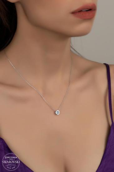 Union Swarovski Zirconia Kadın 0.66 Karat Pırlanta Montür Gümüş Kolye