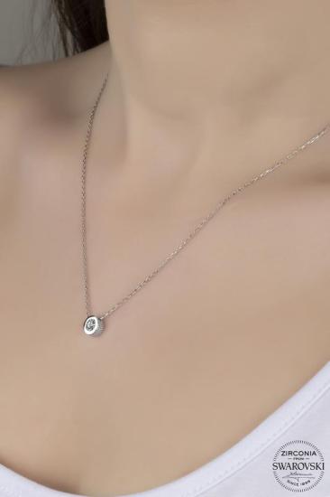 Union Swarovski Zirconia Kadın 0.36 Karat Pırlanta Montür Gümüş Kolye