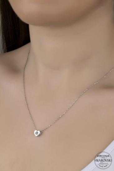 Union Swarovski Zirconia Kadın Minimal Kalp Gümüş Kolye