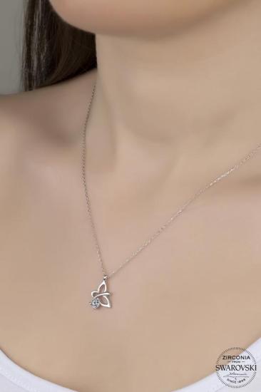 Union Swarovski Zirconia Kadın Kelebek Gümüş Kolye