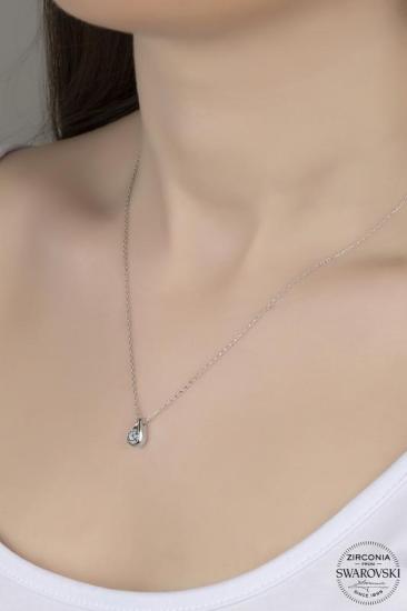 Union Swarovski Zirconia Kadın Damla Montür Gümüş Kolye