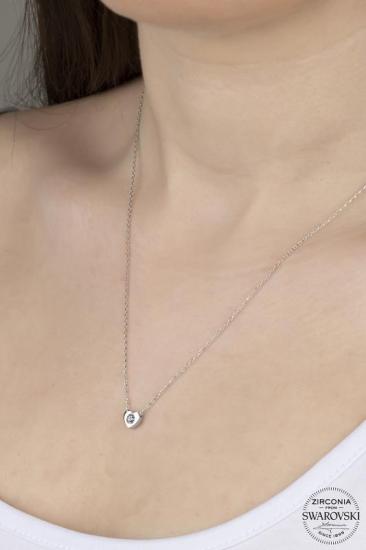 Union Swarovski Zirconia Kadın Kalp Montür Gümüş Kolye