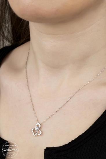 Union Swarovski Zirconia Kadın Kelebek Gümüş Kolye