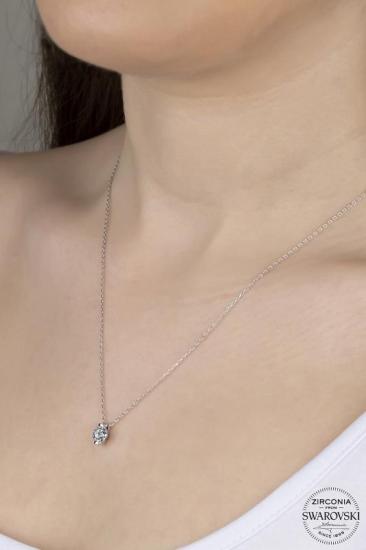 Union Swarovski Zirconia Kadın Pırlanta Montür Gümüş Kolye