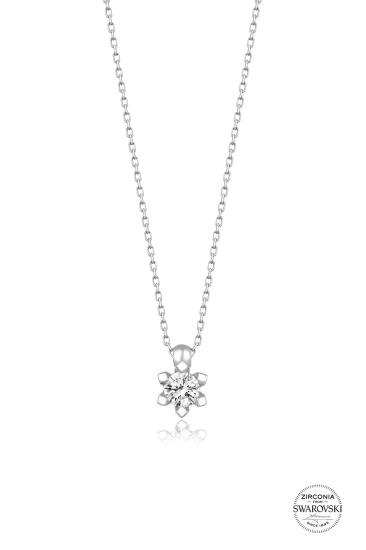Union Swarovski Zirconia Kadın Minimal Tektaş Gümüş Kolye