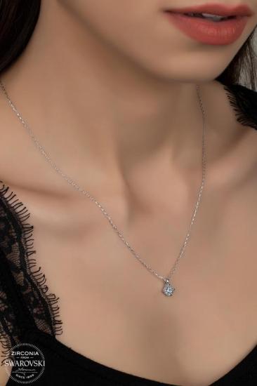 Union Swarovski Zirconia Kadın Pırlanta Montür Tektaş Gümüş Kolye