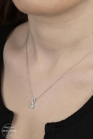 Union Swarovski Zirconia Kadın Pırlanta Montür Tektaş Gümüş Kolye