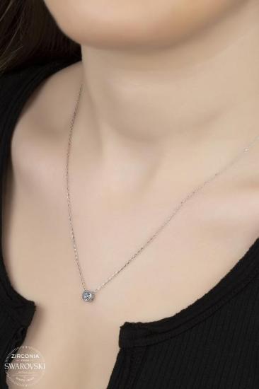 Union Swarovski Zirconia Kadın Tektaş Gümüş Kolye